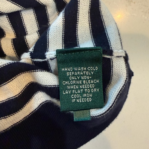 NEW Lauren Ralph Lauren Pullover Navy Striped Sweater Gold Metallic Trim - Picture 9 of 9